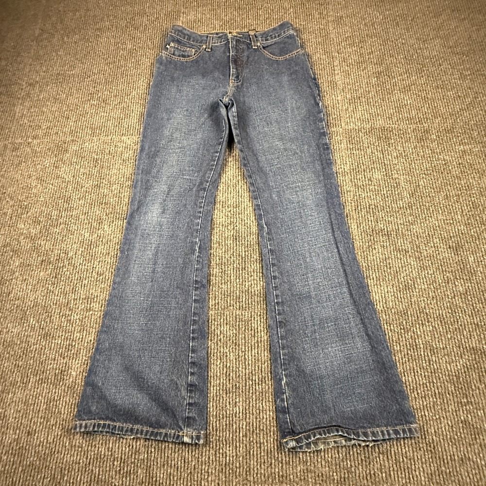 Express Jean Women Size 7/8R Extreme Flare Vintage Blue Denim High Rise Wide Leg